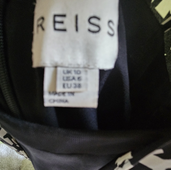Reiss Black & White Patterned Silk Satin Layered Ccktail Dress - Picture 4 of 4